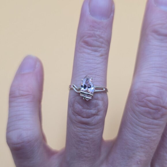 Size 5.75 Sterling Silver Marquise Pink Cubic Zirconia Gem Ring A4757 - Picture 4 of 9